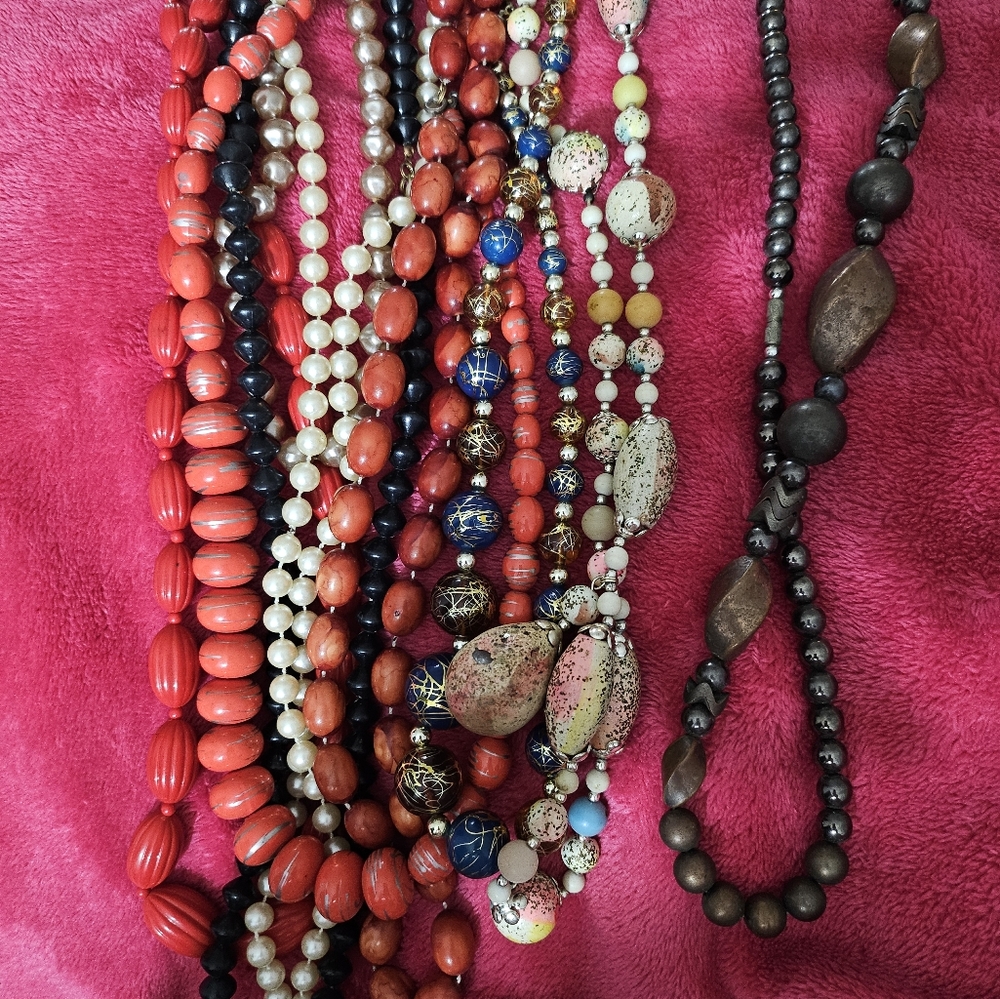 9 vintage beaded necklaces